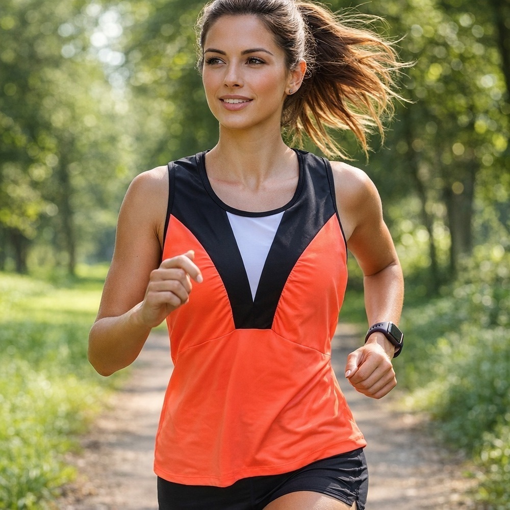NWT Tail Activewear Coral/Black/white Tank Size XL
